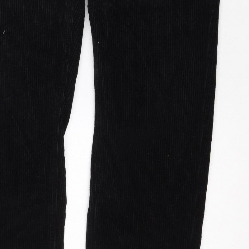 Topshop Women’s Black W30 UK 12 Corduroy Straight Trousers
