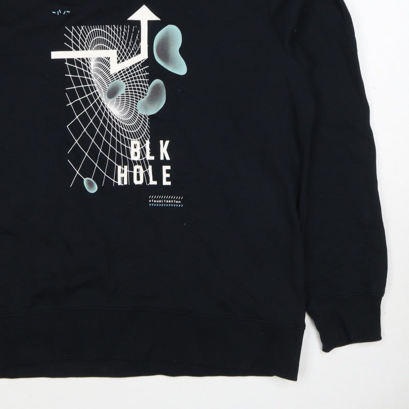 Baleno Men Black M Graphic Print Crew Neck Pullover Sweatshirt