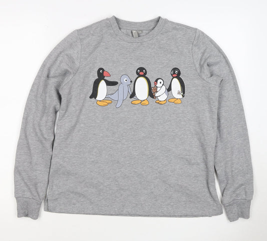 ASOS Women’s Grey Pingu Penguin Graphic Crew Neck Sweatshirt UK 6