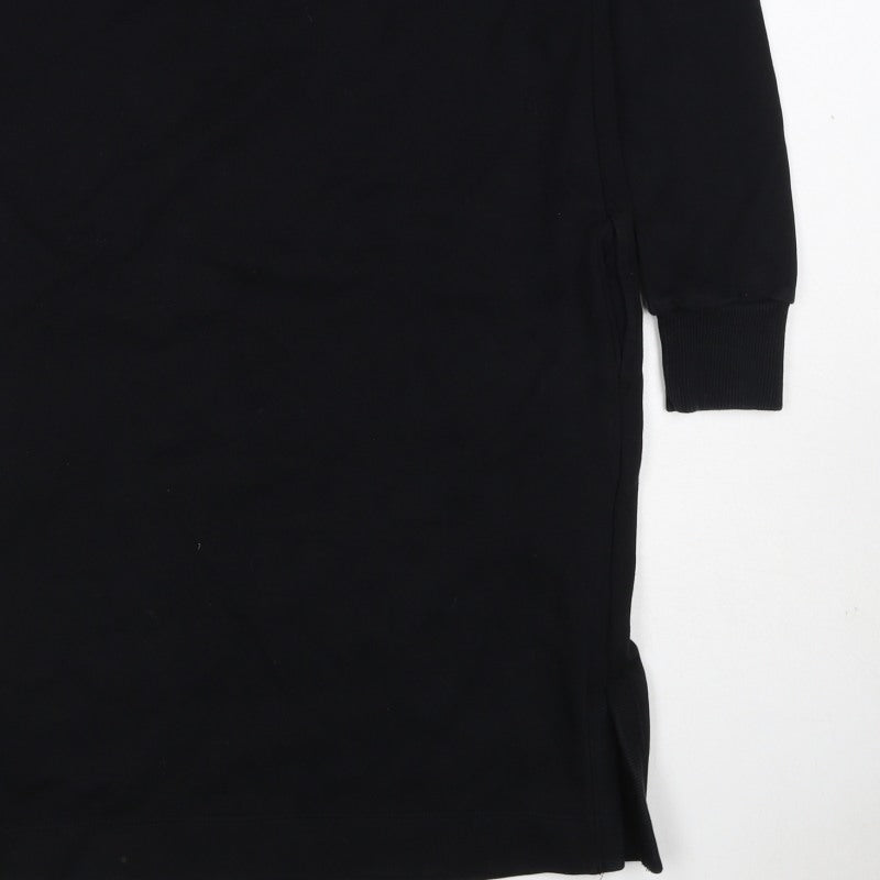Next Women’s Black XS Jumper Dress Long Sleeve Crew Neck Side Slit