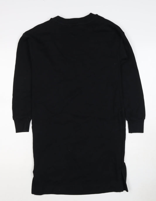 Next Women’s Black XS Jumper Dress Long Sleeve Crew Neck Side Slit