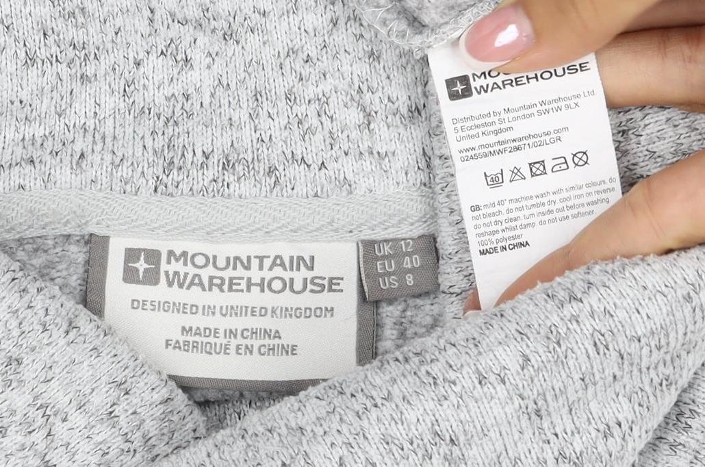 Mountain Warehouse Women Grey UK 12 Pullover Cowl Neck Fleece Sweatshirt