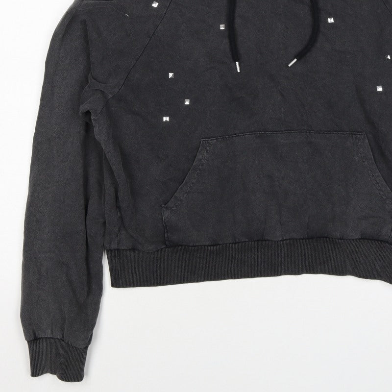 Clockhouse Women’s Black M Studded Pullover Hoodie Cotton