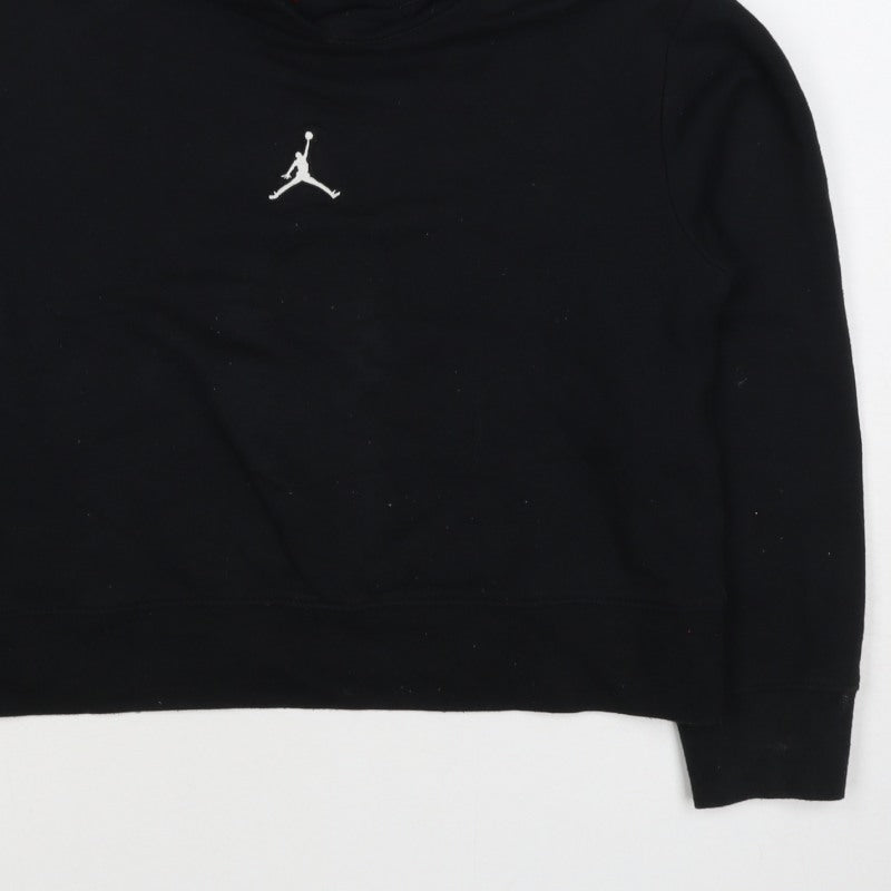 Additional view of Jordan girls’ black logo pullover hoodie age 9 years fleece
