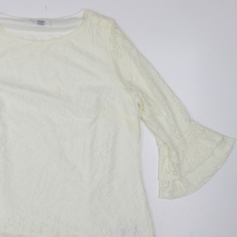 Joanna Hope Women Ivory UK 18 Floral Lace Bell Sleeve Lined Blouse