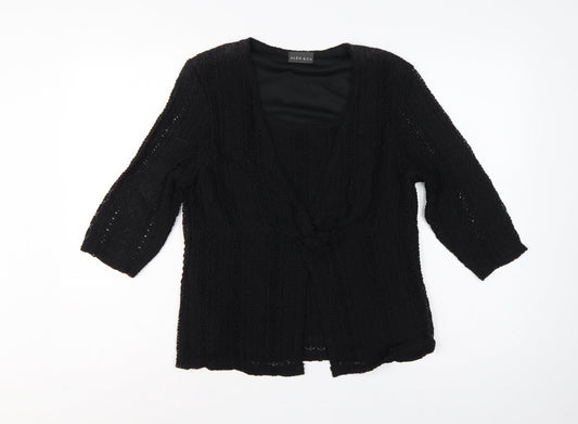 Alex & Co. Women Black UK 14 Crochet Kimono Open Front Top