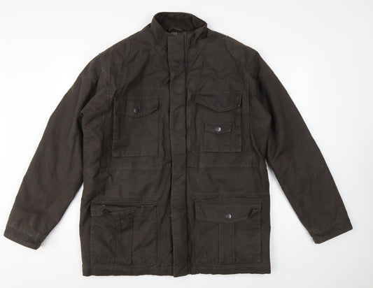 Wolsey Men Brown L Military Jacket Cotton Insulated Utility Coat