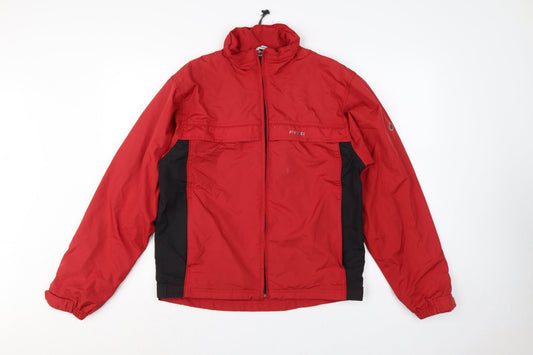 Back view of Five Seasons Men's Red Black S Waterproof Windbreaker Hooded Jacket