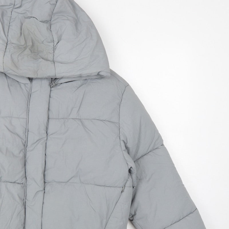 Zara Women Grey S Hooded Puffer Jacket Short Quilted Zip Pockets