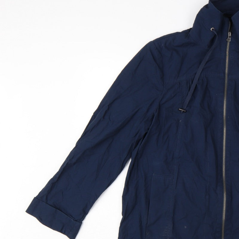 Bhs Women’s Blue UK 12 Mid-Length Cotton Zip Basic Jacket