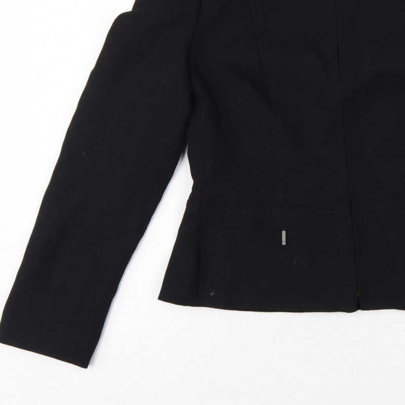 Marks and Spencer Women Black UK 14 Zip Front Tailored Suit Jacket