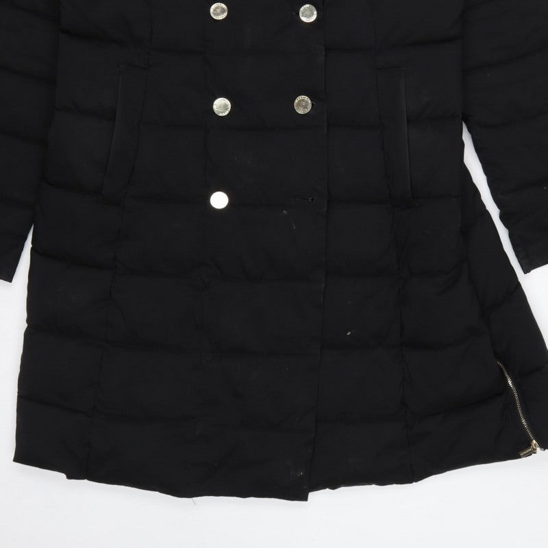 Marciano Guess Women Black XL Long Puffer Coat Faux Fur Hood
