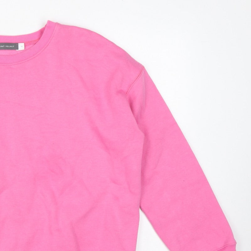 Mint Velvet Women’s Pink XL Pullover Sweatshirt Side Zip Cotton Blend