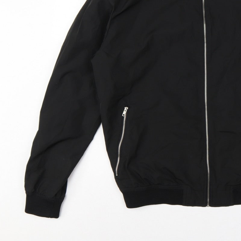 Pull&Bear Men’s Black L Bomber Jacket Full Zip Lined