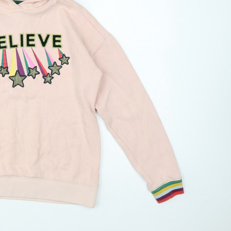 Additional view of Boden girls’ pink 11-12 years pullover hoodie glitter star rainbow