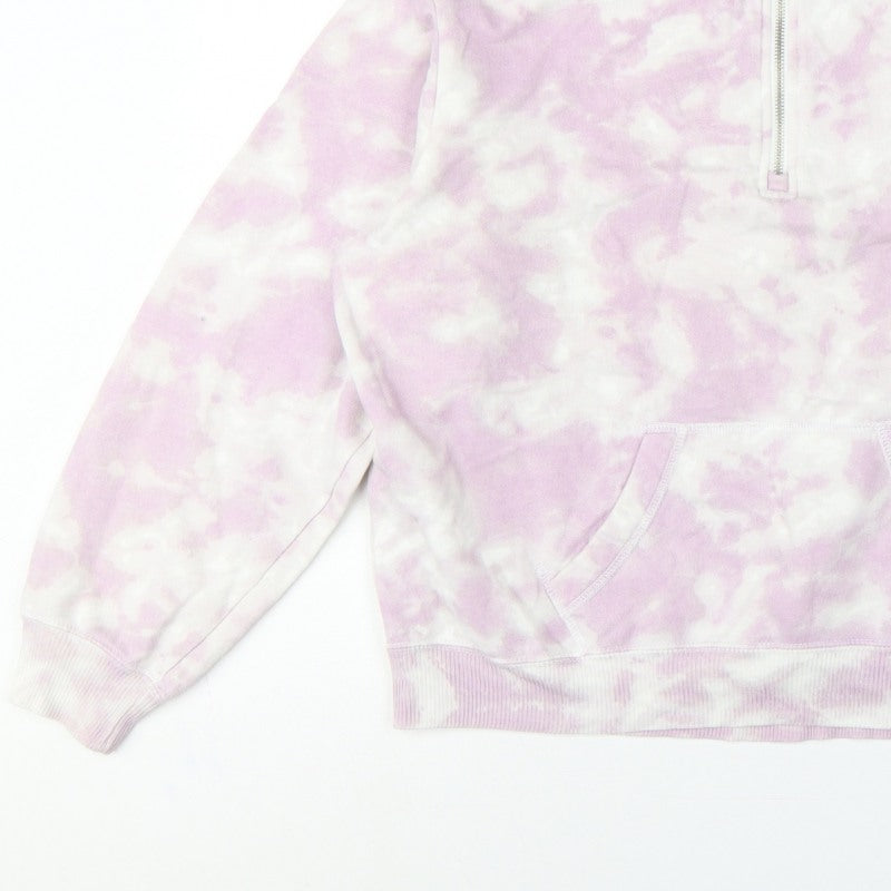 Hollister Women Pink Tie Dye S Quarter Zip Sweatshirt Kangaroo Pocket