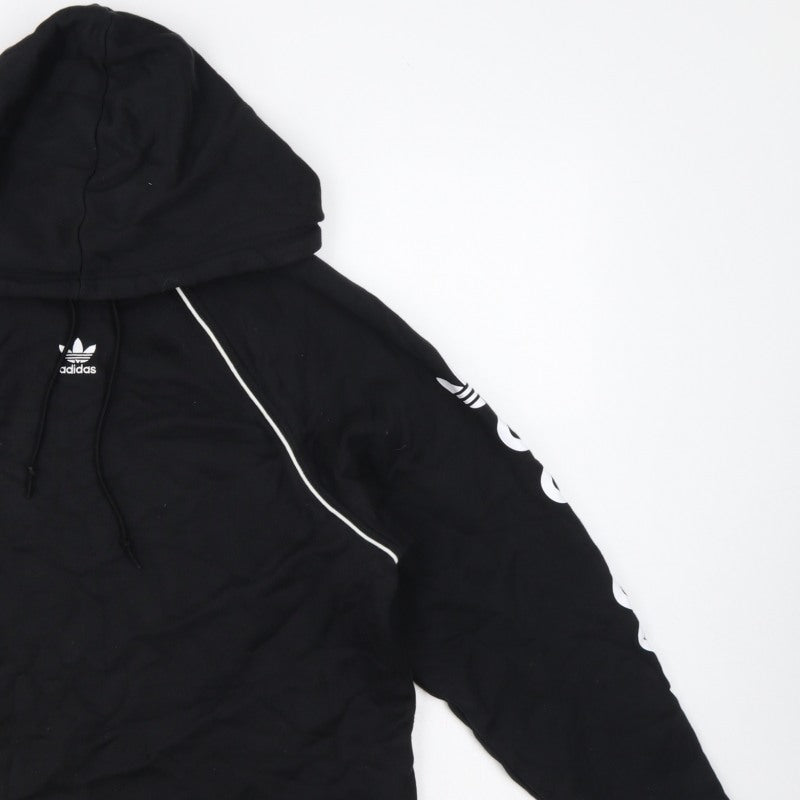 Adidas Women Black UK 8 Pullover Hoodie Logo Raglan Sleeve Cotton