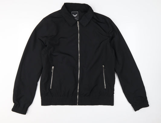 Brave Soul Men’s Black L Bomber Jacket Collared Full Zip