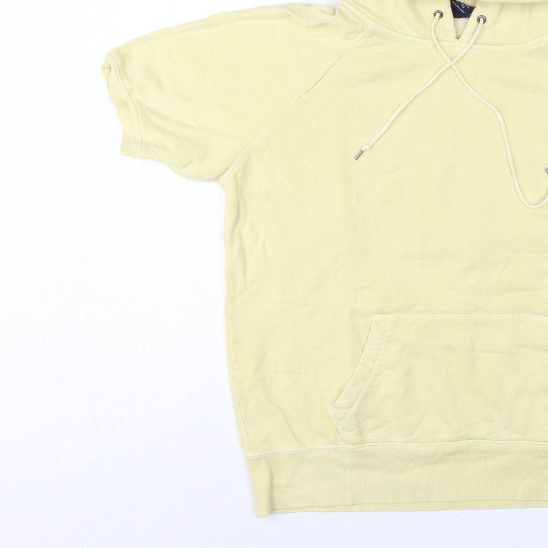 Gap Women's Yellow XL Short Sleeve Pullover Hoodie Kangaroo Pocket