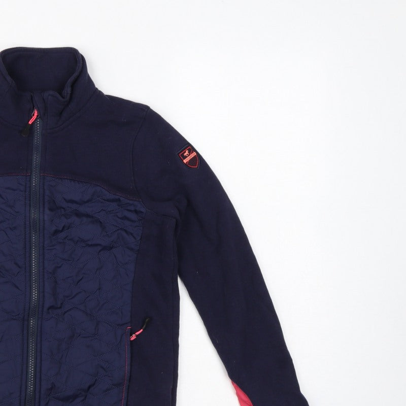 Decathlon Girls Blue Pink 12 Years Quilted Full Zip Riding Jacket