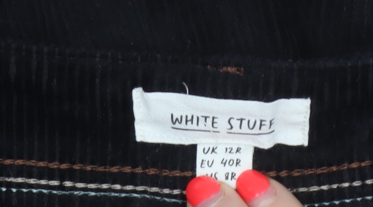 White Stuff Women Black UK 12R Corduroy Wide Leg Trousers