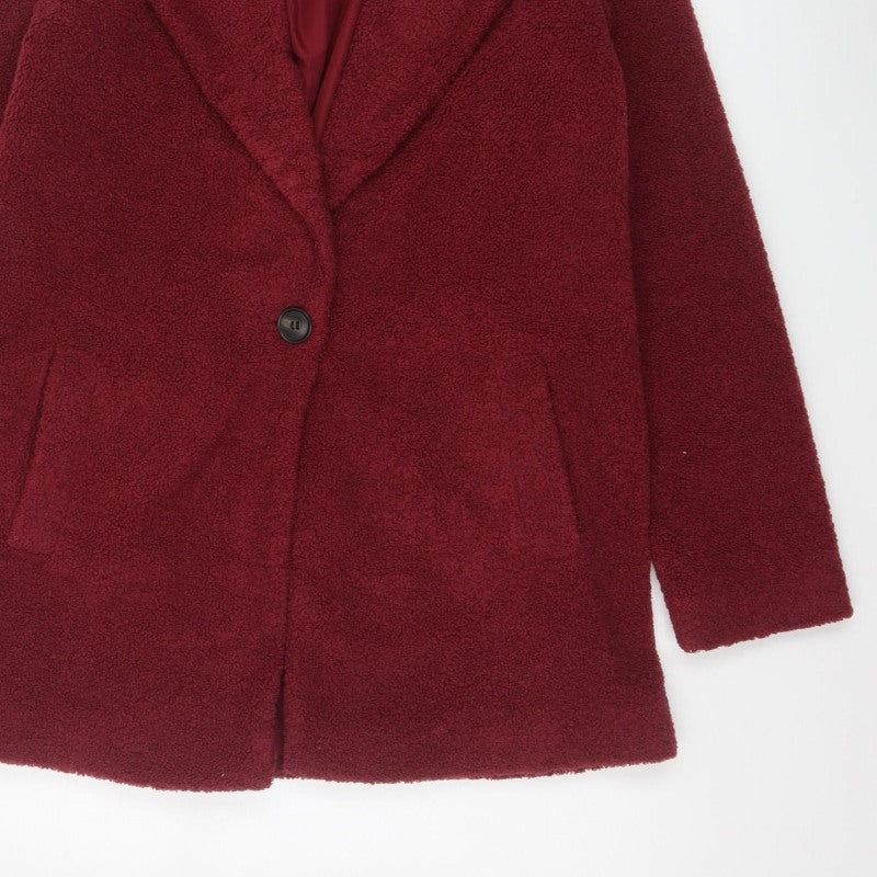 Next Girls Red Teddy Fleece Coat 15 Years Collared Lined Pockets