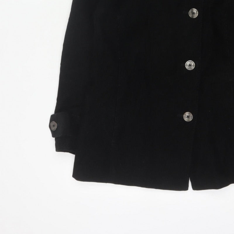 Per Una Women’s Black UK 12 Corduroy Pea Coat Buttoned