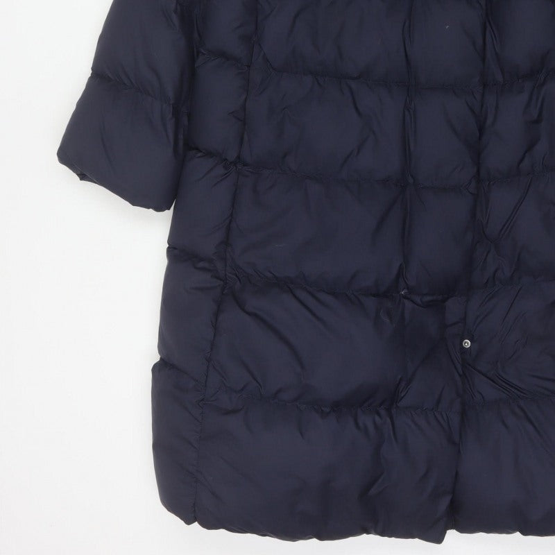 Uniqlo Women Blue UK 14 Long Puffer Jacket Down Quilted Insulated