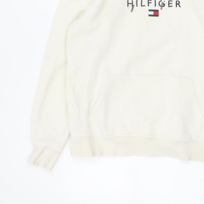 Tommy Hilfiger Men’s Ivory M Pullover Logo Hooded Sweatshirt