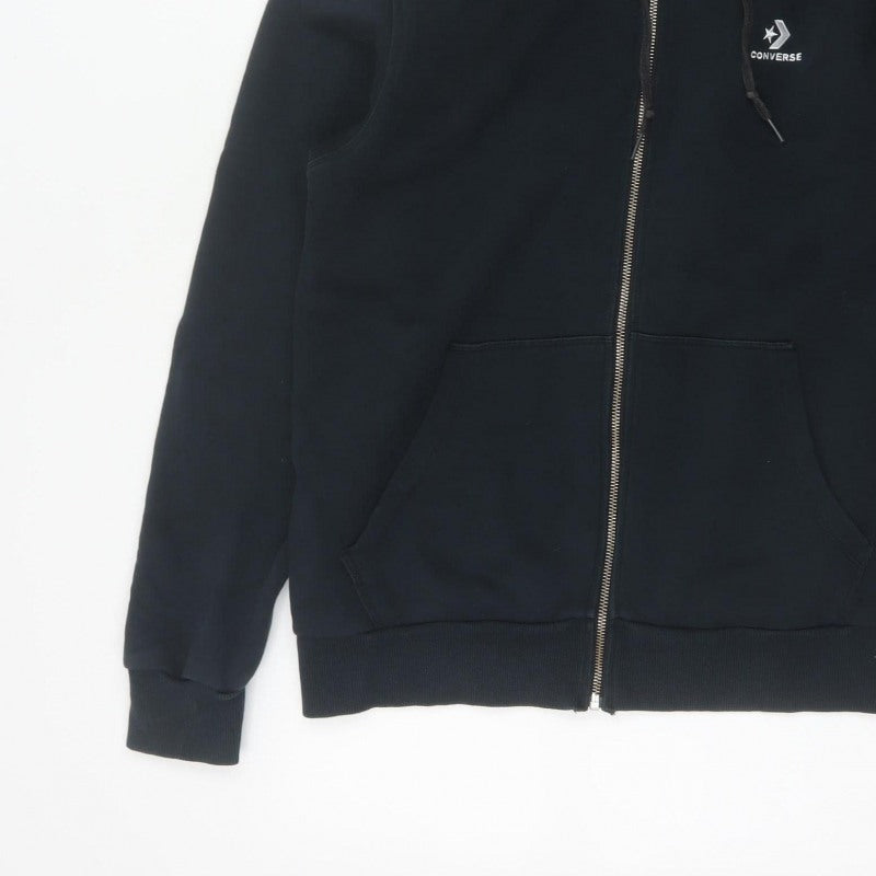 Converse Men’s Black S Full Zip Logo Hooded Fleece Hoodie