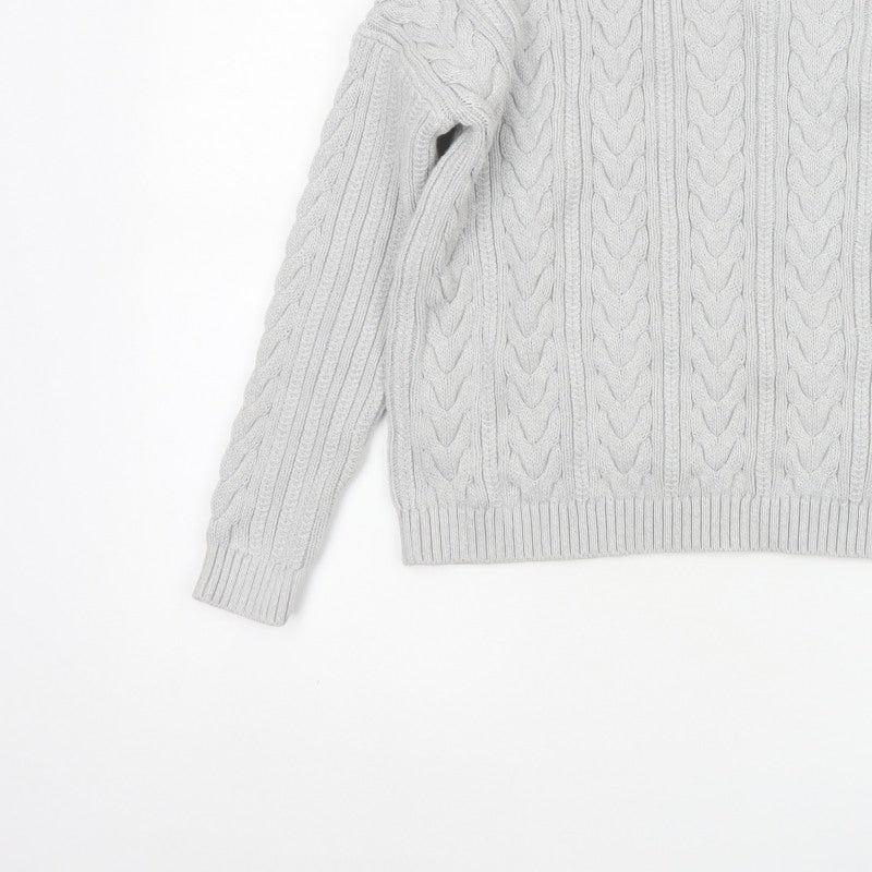 Superdry Women’s Grey UK 8 Cable Knit Cotton Crew Neck Pullover Jumper