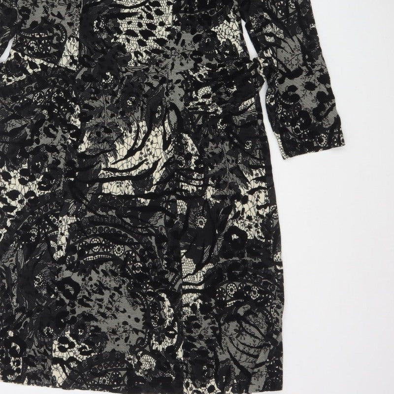 Georgede Women Black Ivory Floral Lace Sheath Dress UK 14