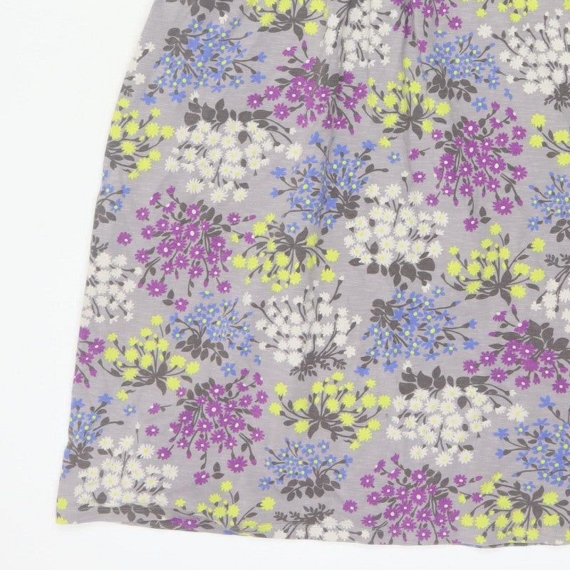 Boden Women’s Grey Floral Wrap Jersey Dress UK 14 Short Sleeve