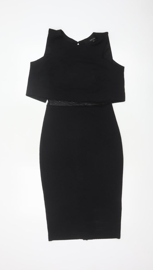 River Island Women Black UK 8 Bodycon Midi Cut Out Backless Dress