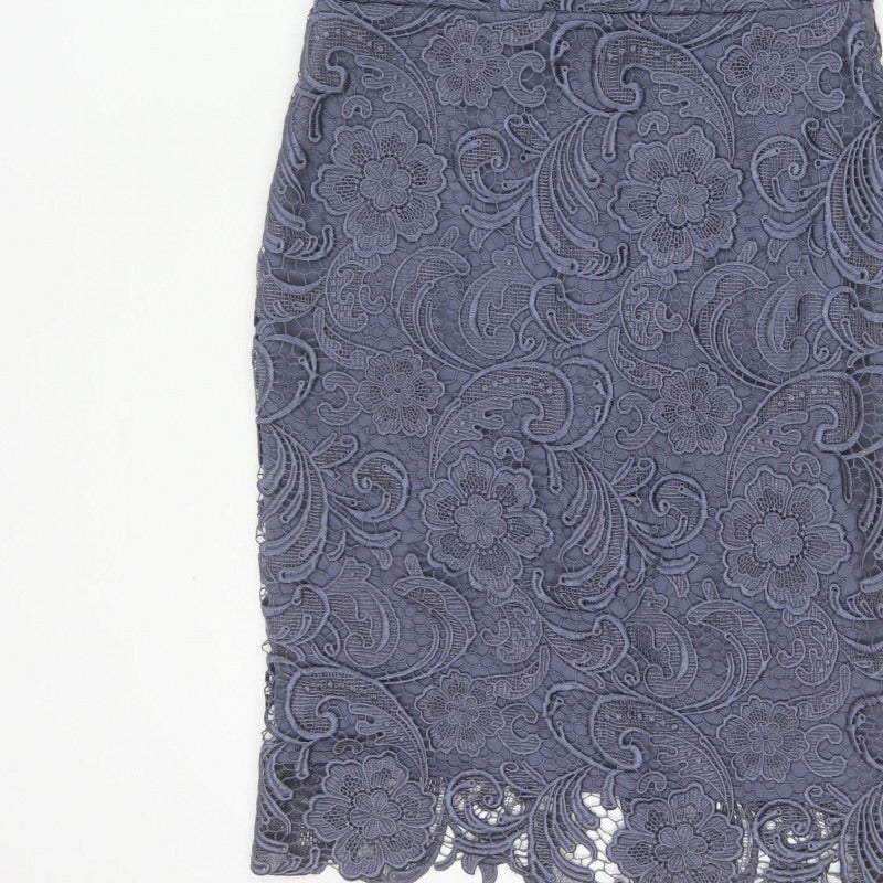 Paper Dolls Women Grey UK 12 Floral Lace Pencil Party Dress