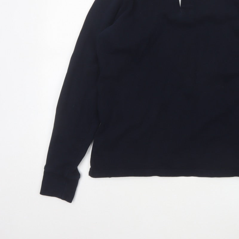 Marks & Spencer Men’s Blue White Collar Long Sleeve Polo Shirt M