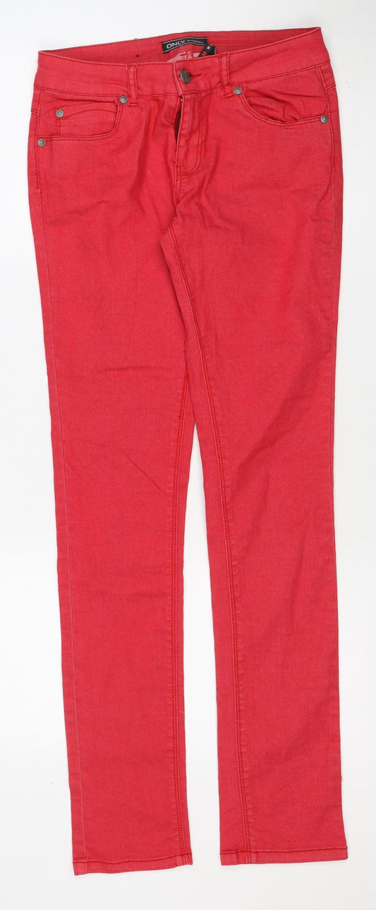 ONLY Women Red S Bootcut Denim Jeans W S L32 Regular Fit