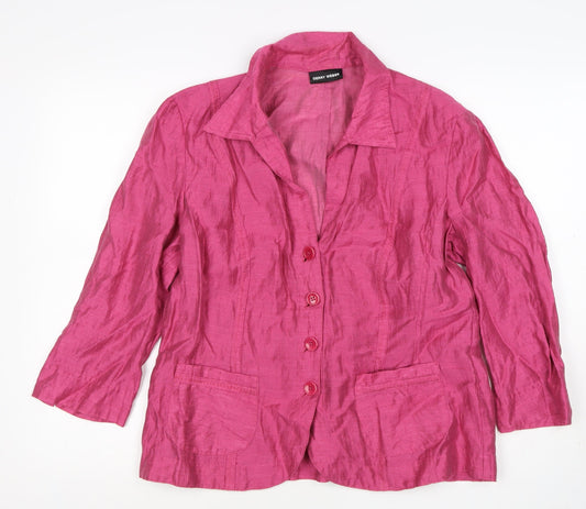 Gerry Weber Women’s Pink UK 16 Linen Blend 4 Button Blazer Jacket