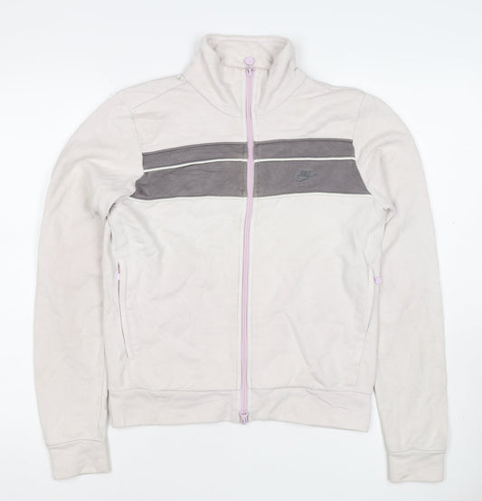 Nike Women’s Beige Grey Full Zip Sweatshirt Jacket Size M