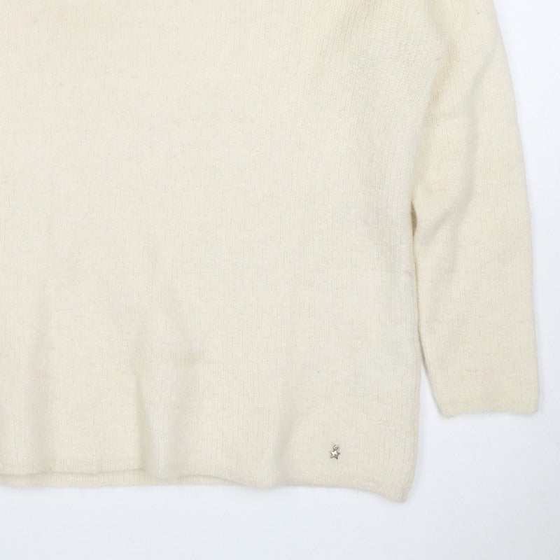 Petit Paris Women’s Ivory UK 12 Mohair Alpaca Knit Round Neck Jumper
