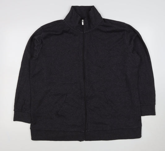 Bench Womens Black M Full Zip High Neck Logo Sweatshirt