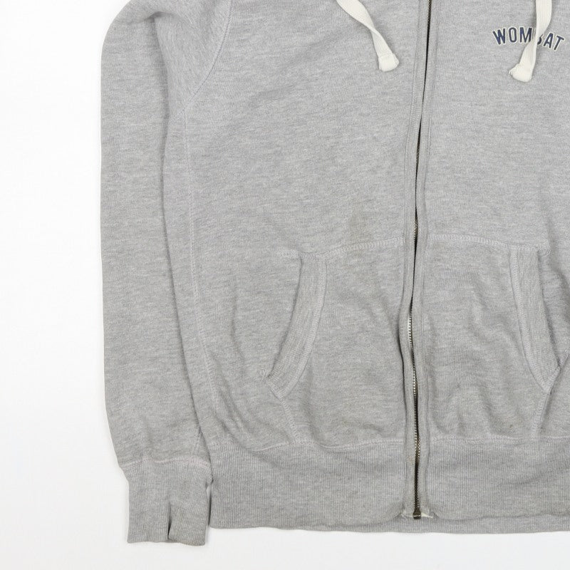 Wombat Men’s Grey XL Full Zip Logo Hoodie Fleece Drawstring Pockets