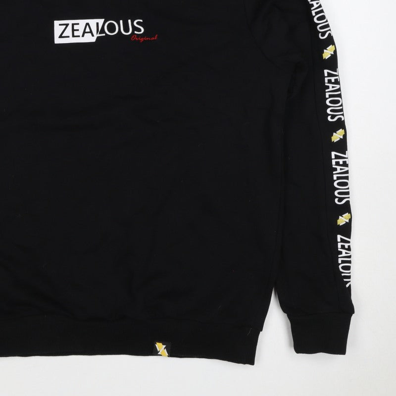 Additional view of Zealous Men’s Black M Graphic Logo Crew Neck Pullover Sweatshirt
