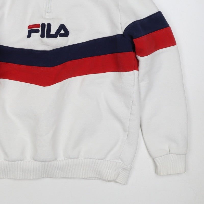 FILA Women’s White XS Colourblock 1/4 Zip Logo Sweatshirt