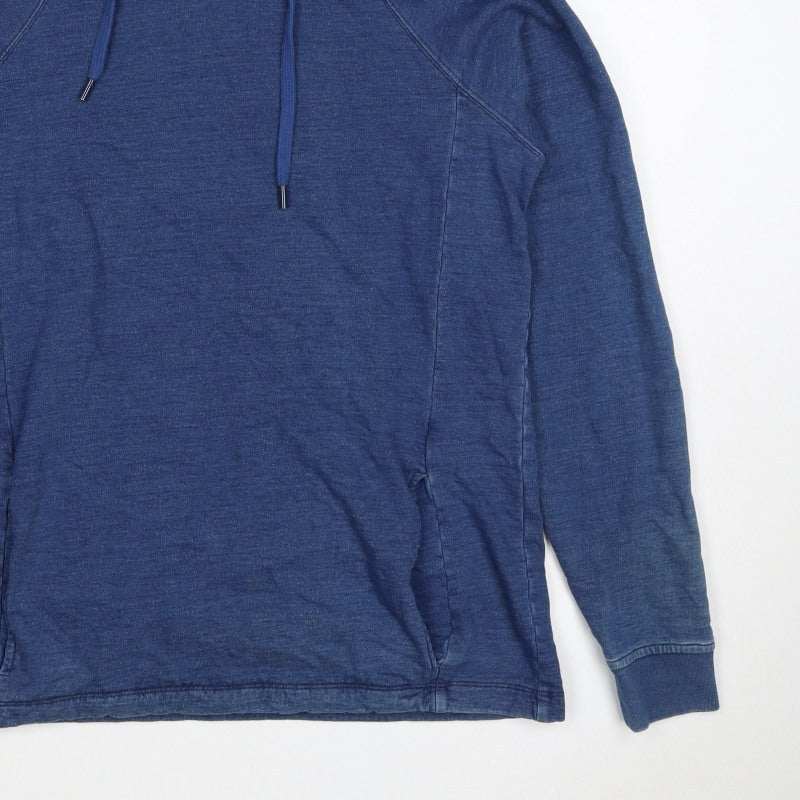 Folk Women’s Blue Cotton Hooded Pullover Sweatshirt Size L