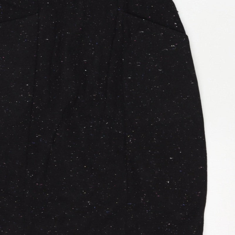 Oliver Bonas Women Black UK 10 Pencil Dress Wool Blend Glitter