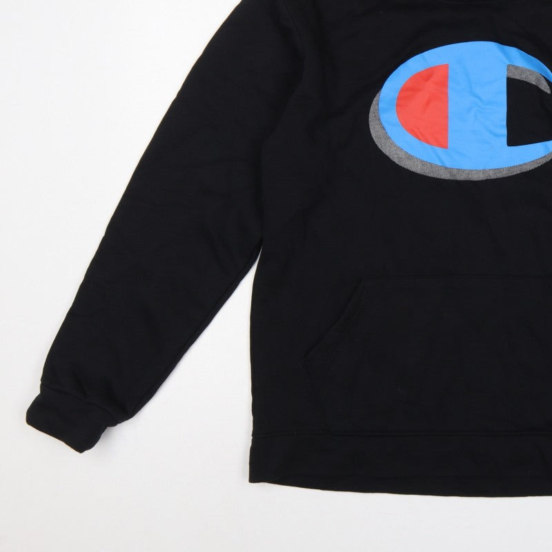 Champion Men's Black Large Pullover Hoodie Logo Graphic Pockets