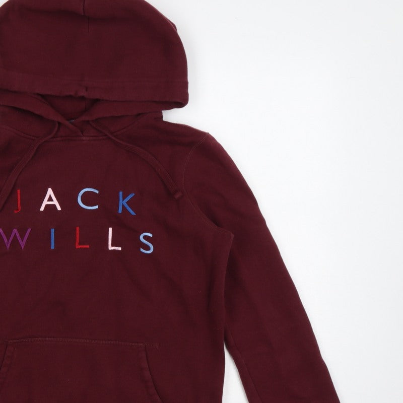 Jack Wills Women’s Red Embroidered Logo Pullover Hoodie UK 10
