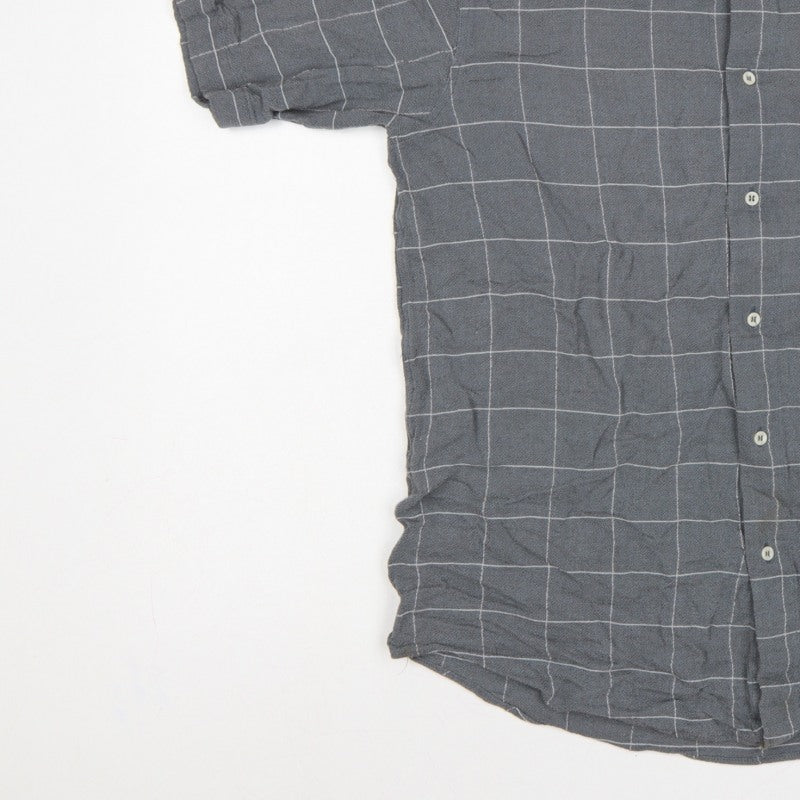Additional view of Armani Jeans Men Grey Check Extra-Slim S Short Sleeve Button-Up Shirt