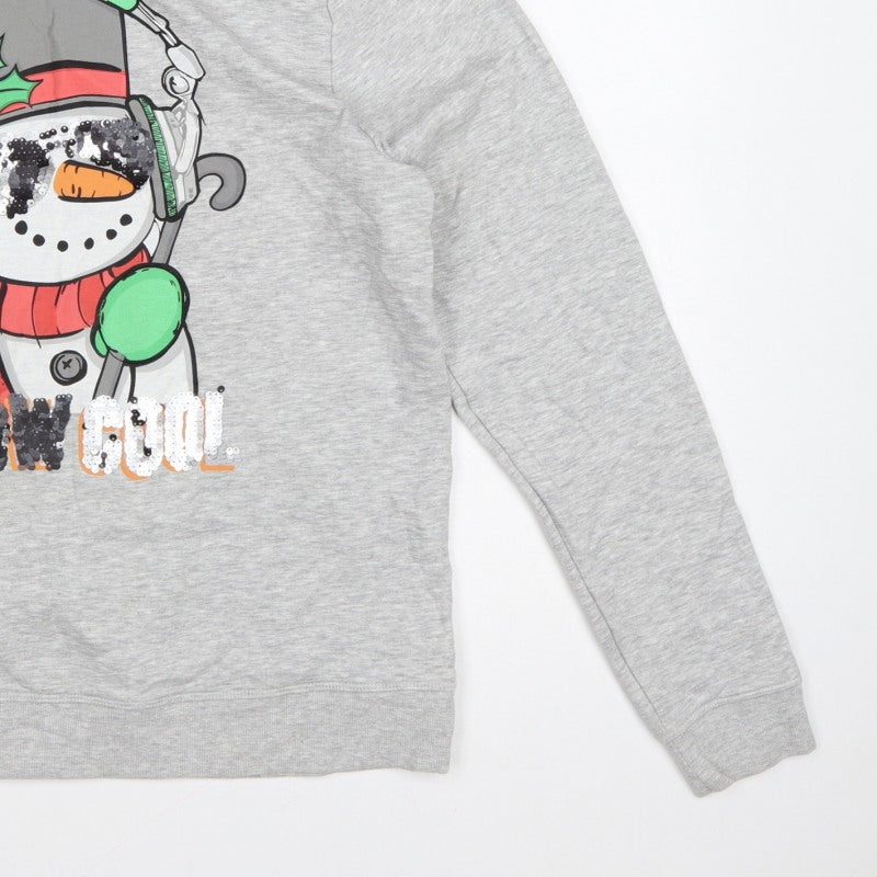 Additional view of Next girls’ grey 16 years pullover sweatshirt christmas snowman sequin
